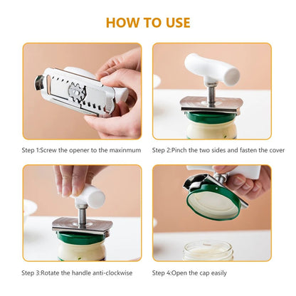 🥫🔧 Stainless Steel Jar Opener & Bottle Lid Remover – Better Grip, Easier Opening