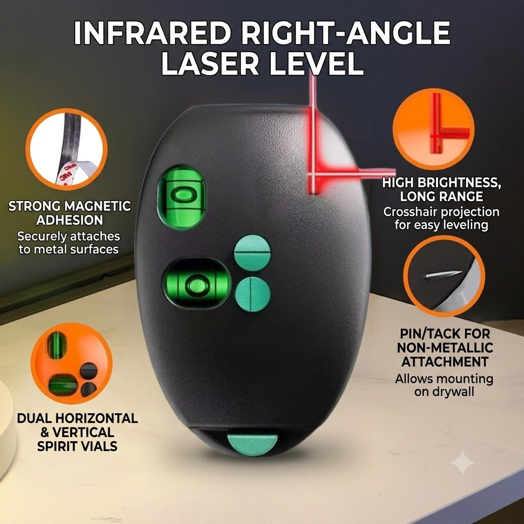 🌟 50% OFF! 90° Infrared Level – Bright laser, right angle precision. Perfect for tiling, framing & hanging art. Level up your DIY game! 🖼️✨