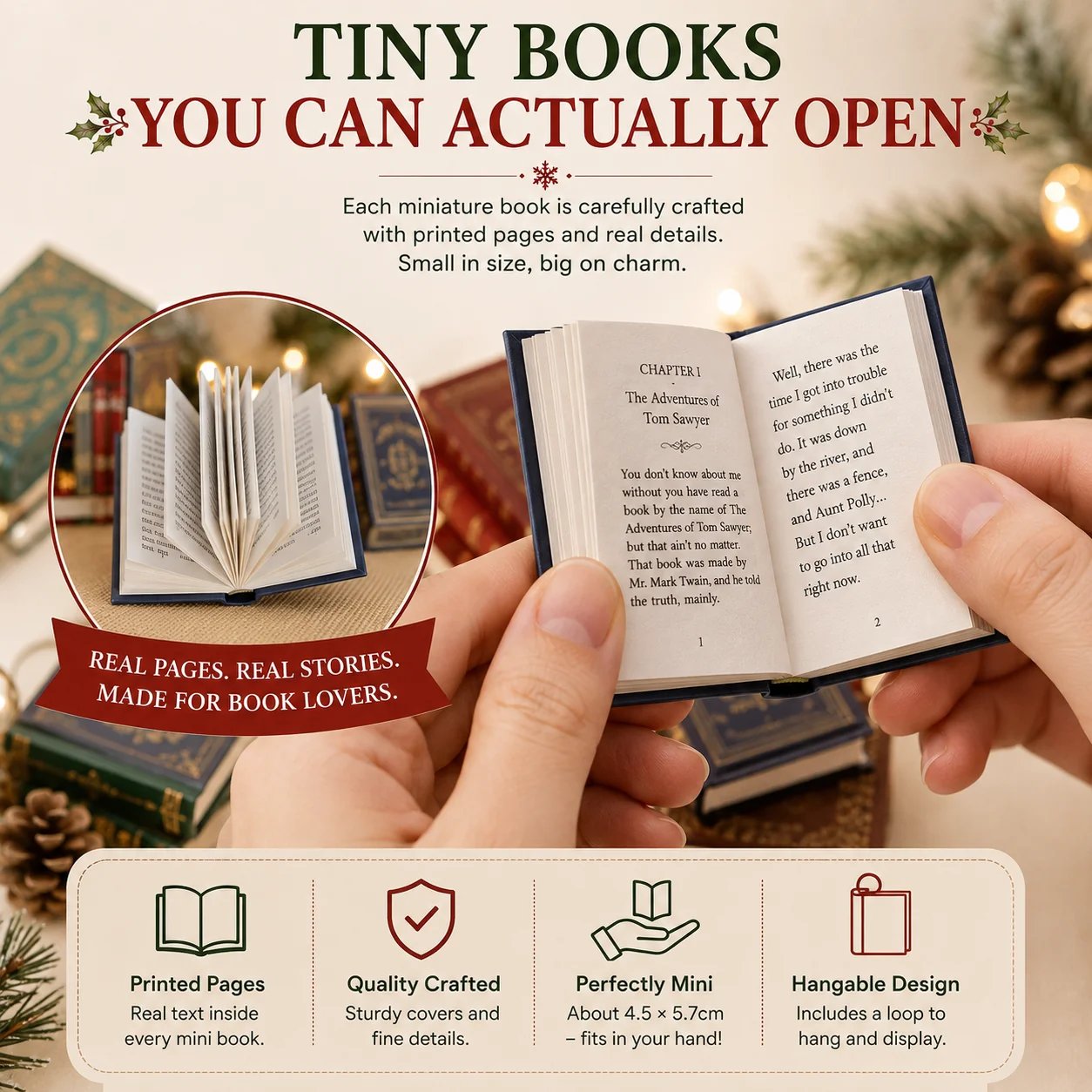 📚 25-Day Mini Book Advent Calendar – 🎁 ❤️ A Book Lover's Christmas Countdown(📦Buy 2 Free Shipping)