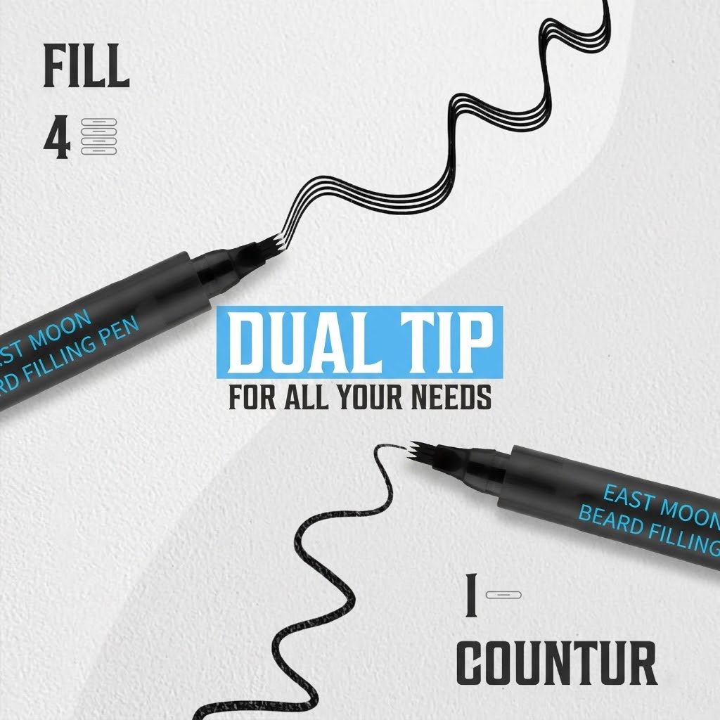 Beard Filler Pen 2-Piece Set with Brush Waterproof & Long-Lasting for Men