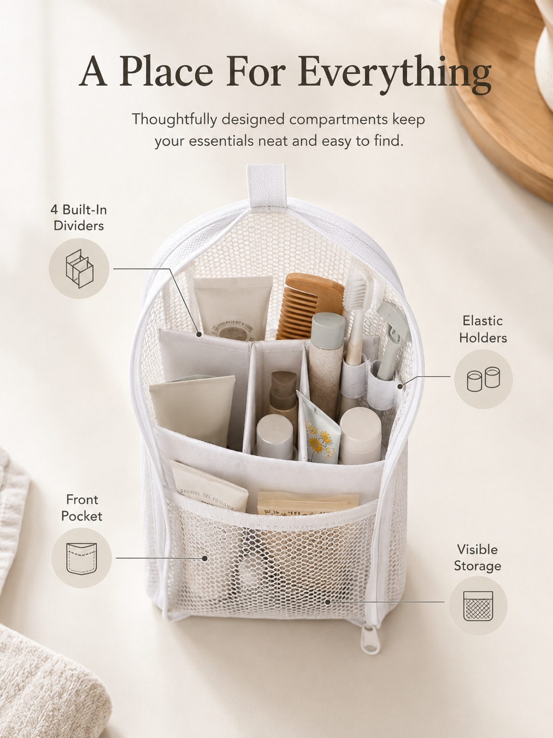 Self-Standing Travel Toiletry Pouch – Compact Organizer for Travel & Daily Essentials