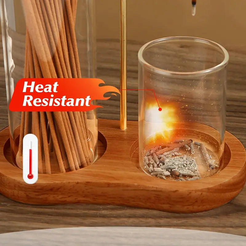 🕯️ 2-in-1 Incense & Candle Holder – Dark Brown Base