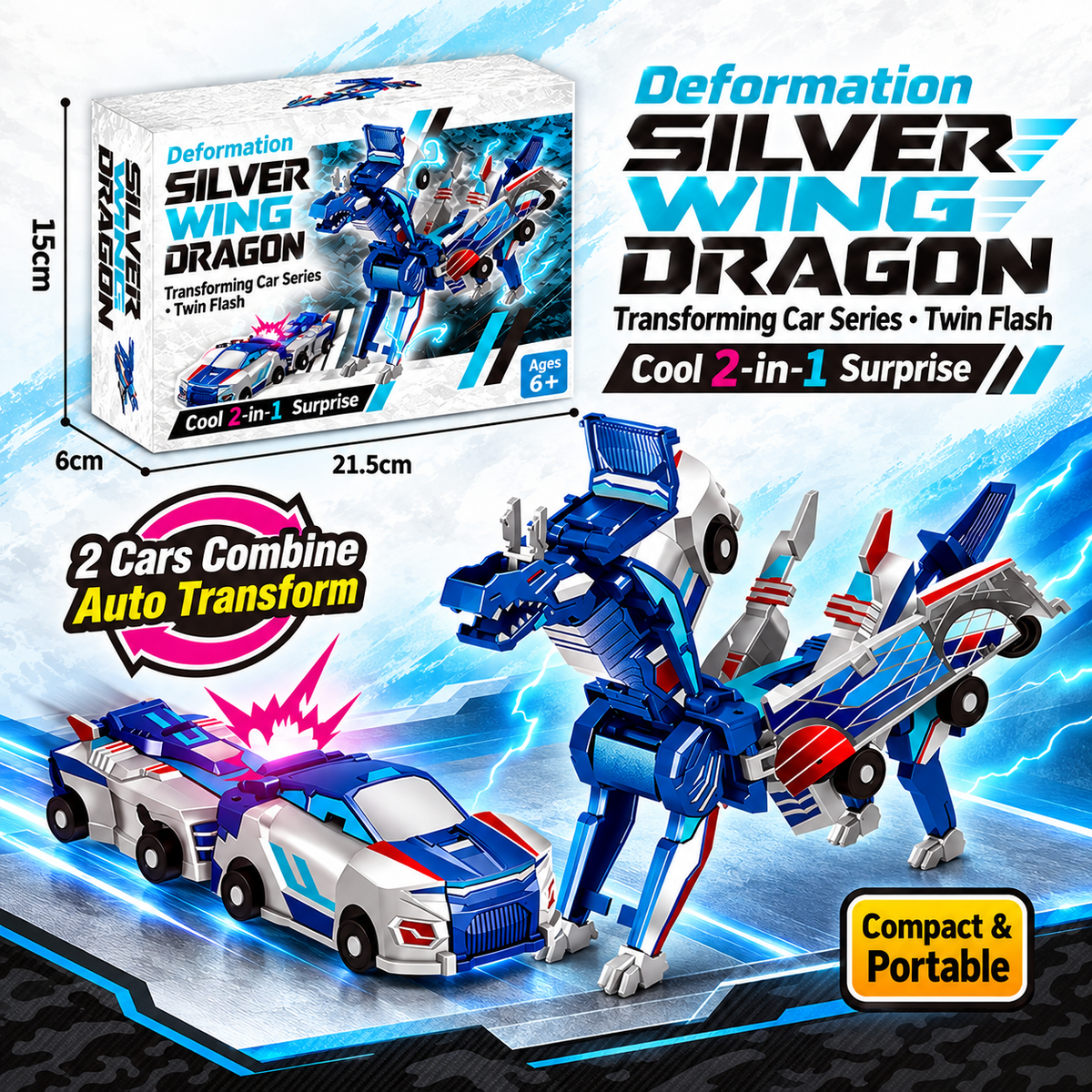 🦄 Crash & Transform Magnetic Cars – 2-in-1 Unicorn Surprise Toy