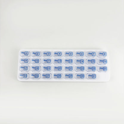 31-Day Pill Organizer 💊 – Easy-Open Removable Pods with Travel Case