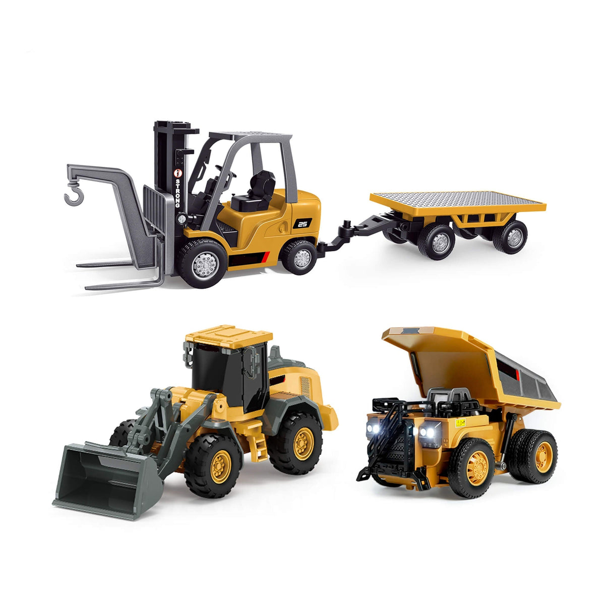 🚜 RC Construction Vehicle Set – Excavator, Dump Truck, Forklift & Bulldozer