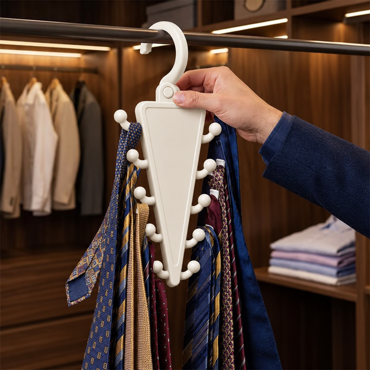 Space-Saving 12-Hook Rotating Closet Organizer
