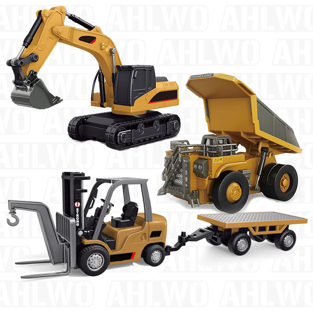 🚜 RC Construction Vehicle Set – Excavator, Dump Truck, Forklift & Bulldozer