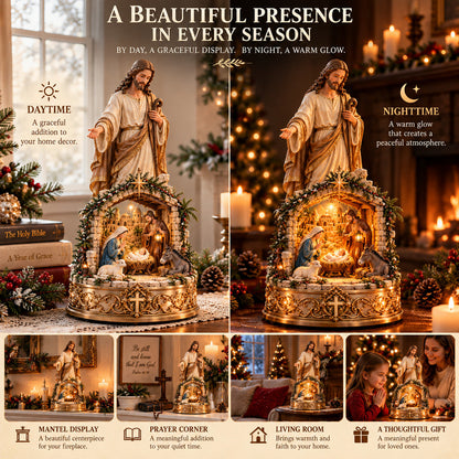 ✨ Jesus & Nativity Lighted Sculpture – Christian Christmas Decor
