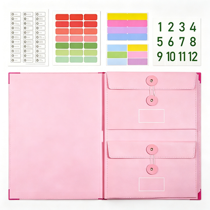 Accordion File Organizer Manila Pocket Document Folder for Passports, Birth Certificates & Important Papers, Office & Home Storage