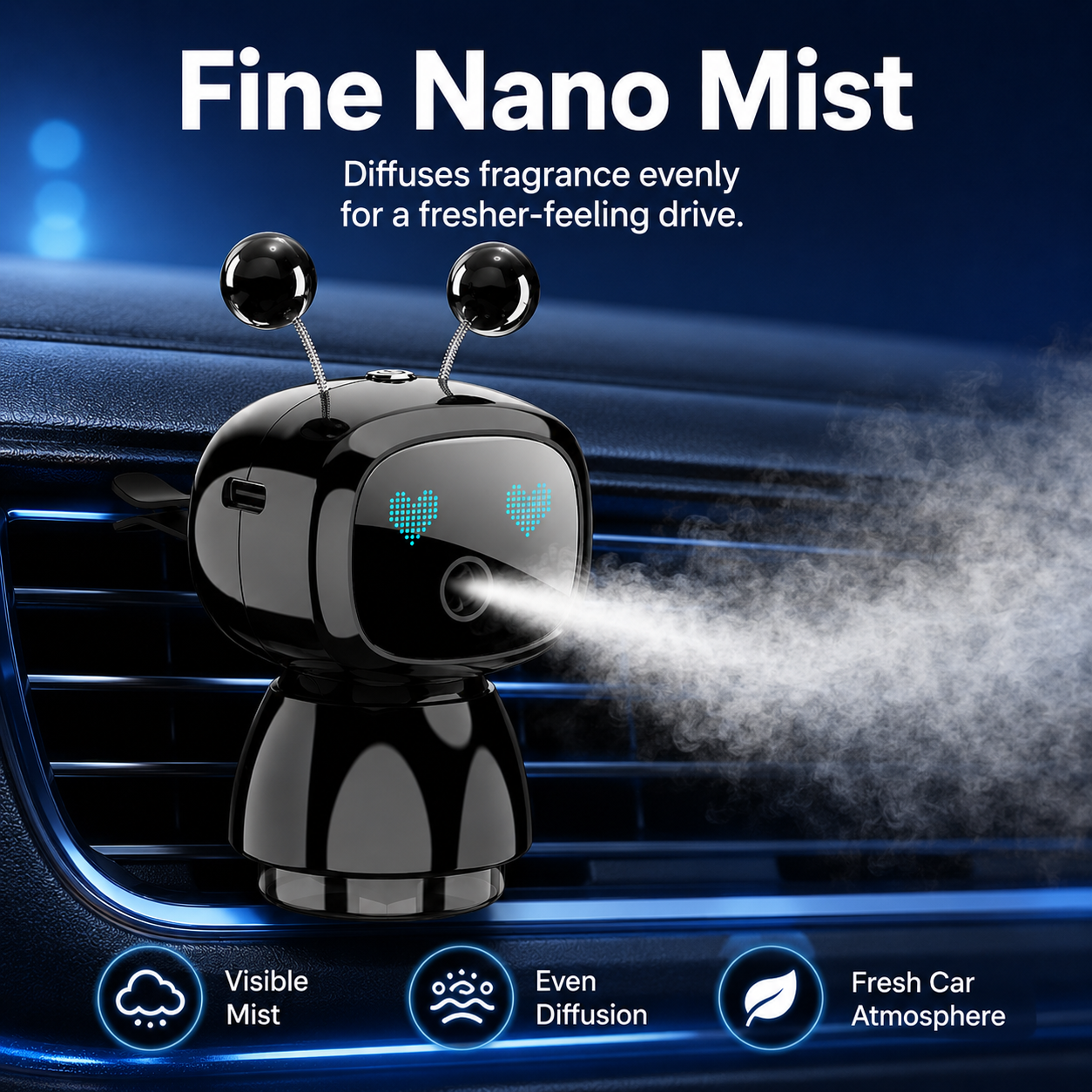 Robot diffuser producing fine fragrance mist