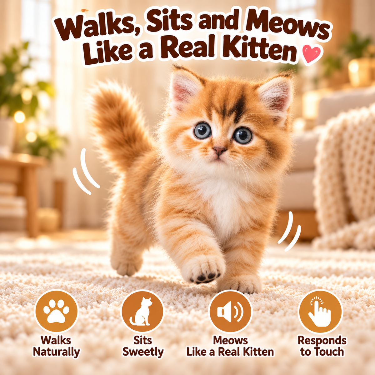 🎄49% OFF🐱🐾 Golden Buddy™  🎄49% OFF🐱🐾 Golden Buddy™  Realistic Robot Kitty – Interactive Walking & Meowing Companion