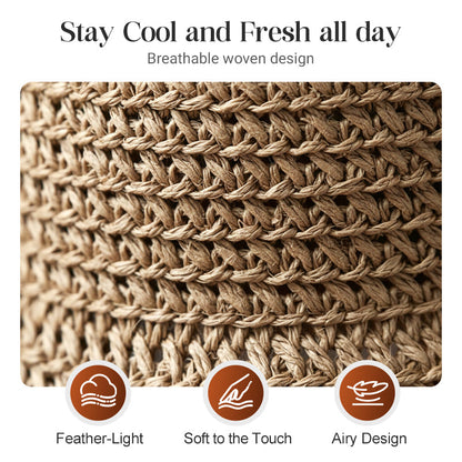 🔥HOT Sale🔥👒Elegant Woven Straw Sun Hat with Bow 🌞