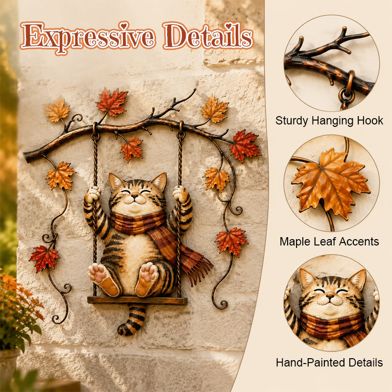 🐱Autumn Cat Metal Wall Decor – Swinging & Standing Cat Designs🍂🐈