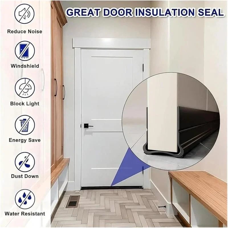 🚪 Triple-Seal Door Draft Stopper – Self-Adhesive Noise & Bug Barrier