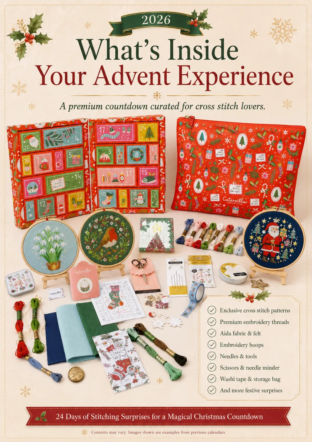 ⏳ LAST DAY 49% OFF – 🧵 2026 Cross Stitch Advent Calendar | 24 Days of Festive Surprises 🎄