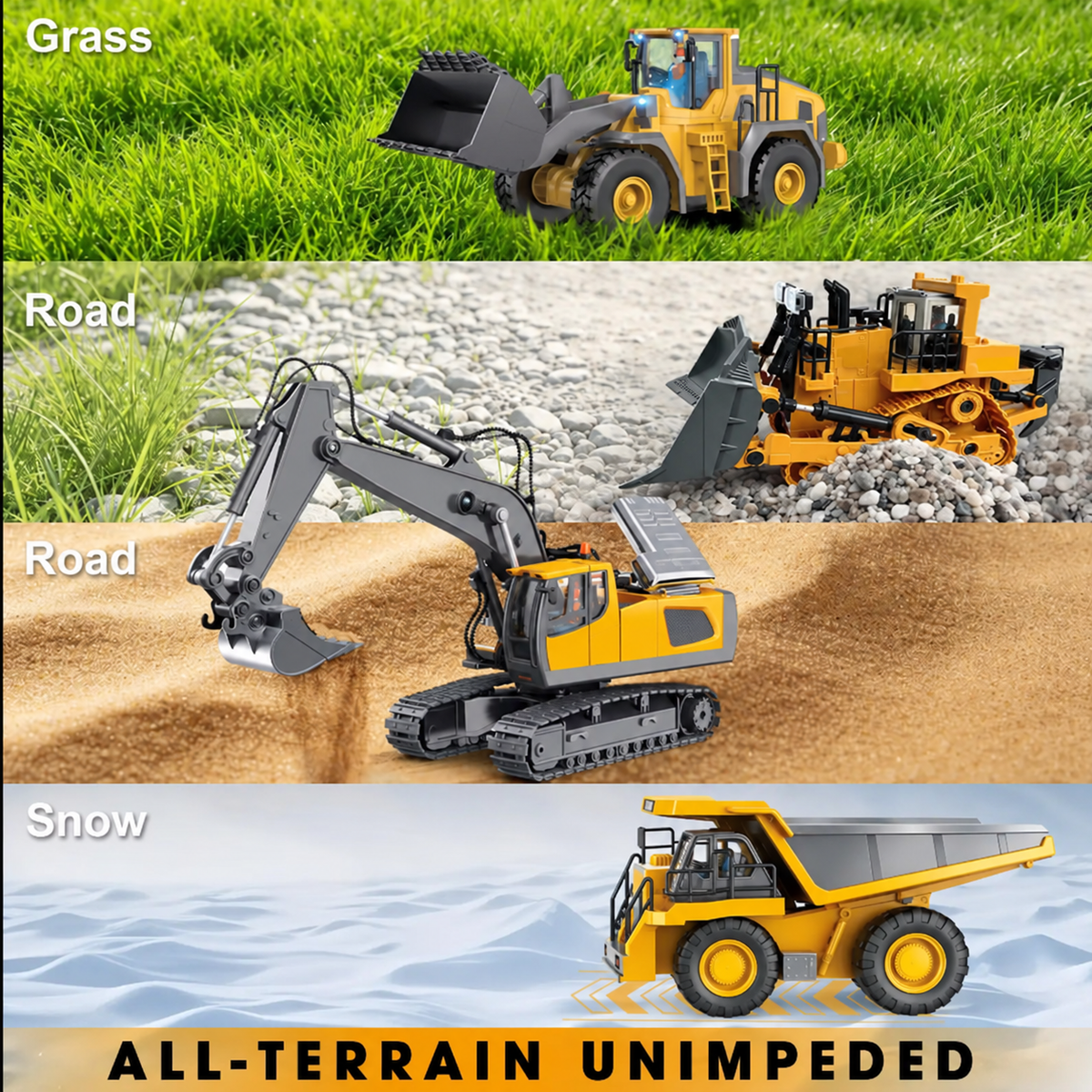 4-in-1 Remote Control Construction Fleet 🚜 Jobsite Adventures for Kids