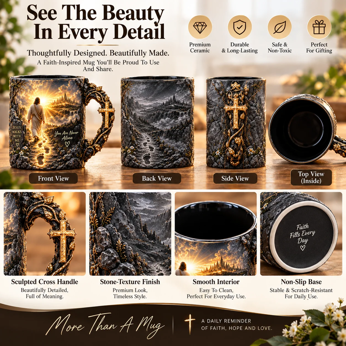 🔥 Last Day 49% OFF 🔥 ✝️ Jesus Walks With Me™ — Heat-Reveal Faith Mug | You Are Never Alone
