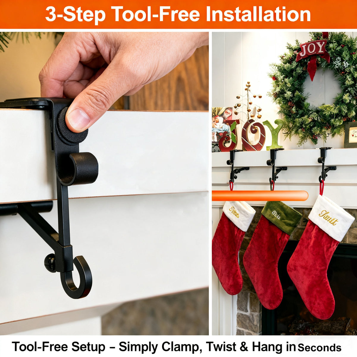 🎄 Christmas Mantel Hangers – Stocking & Garland Display Hooks