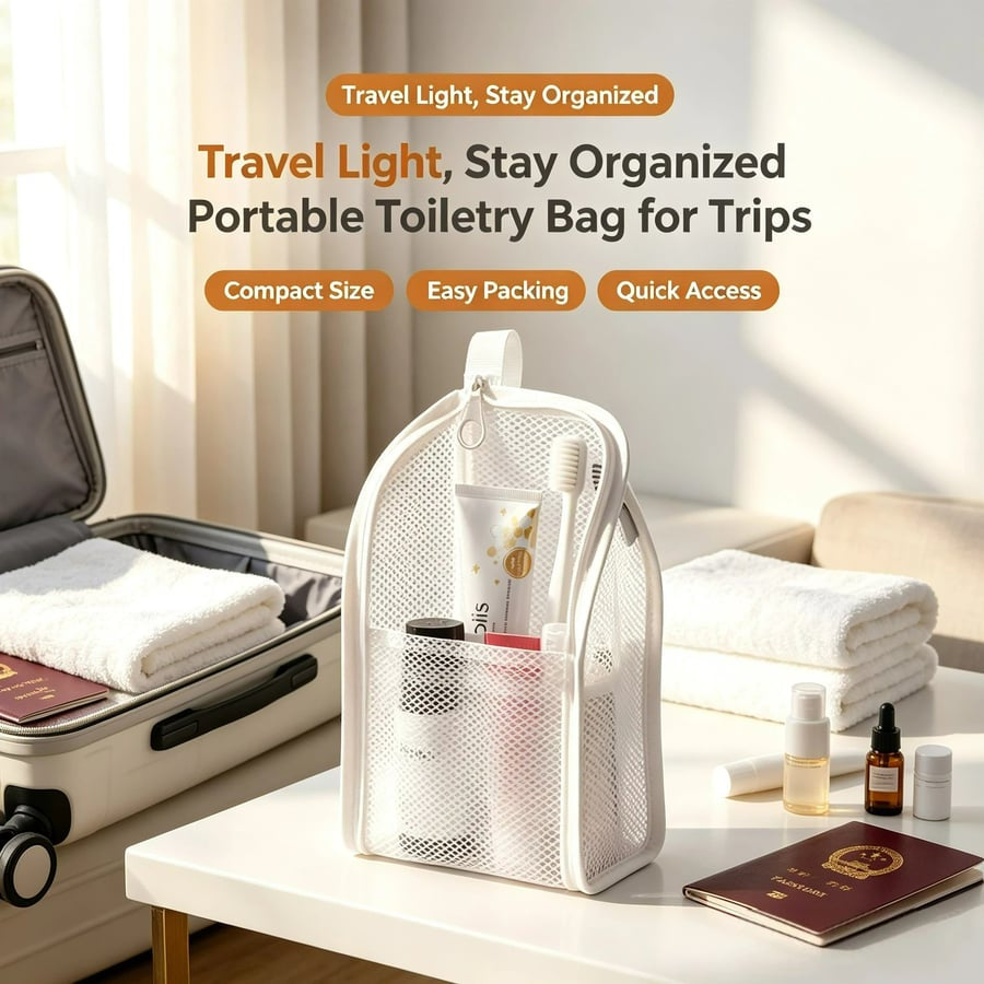 🧳 Compact Travel Toiletry Organizer – Lightweight Wash Bag for Easy Packing on Every Getaway