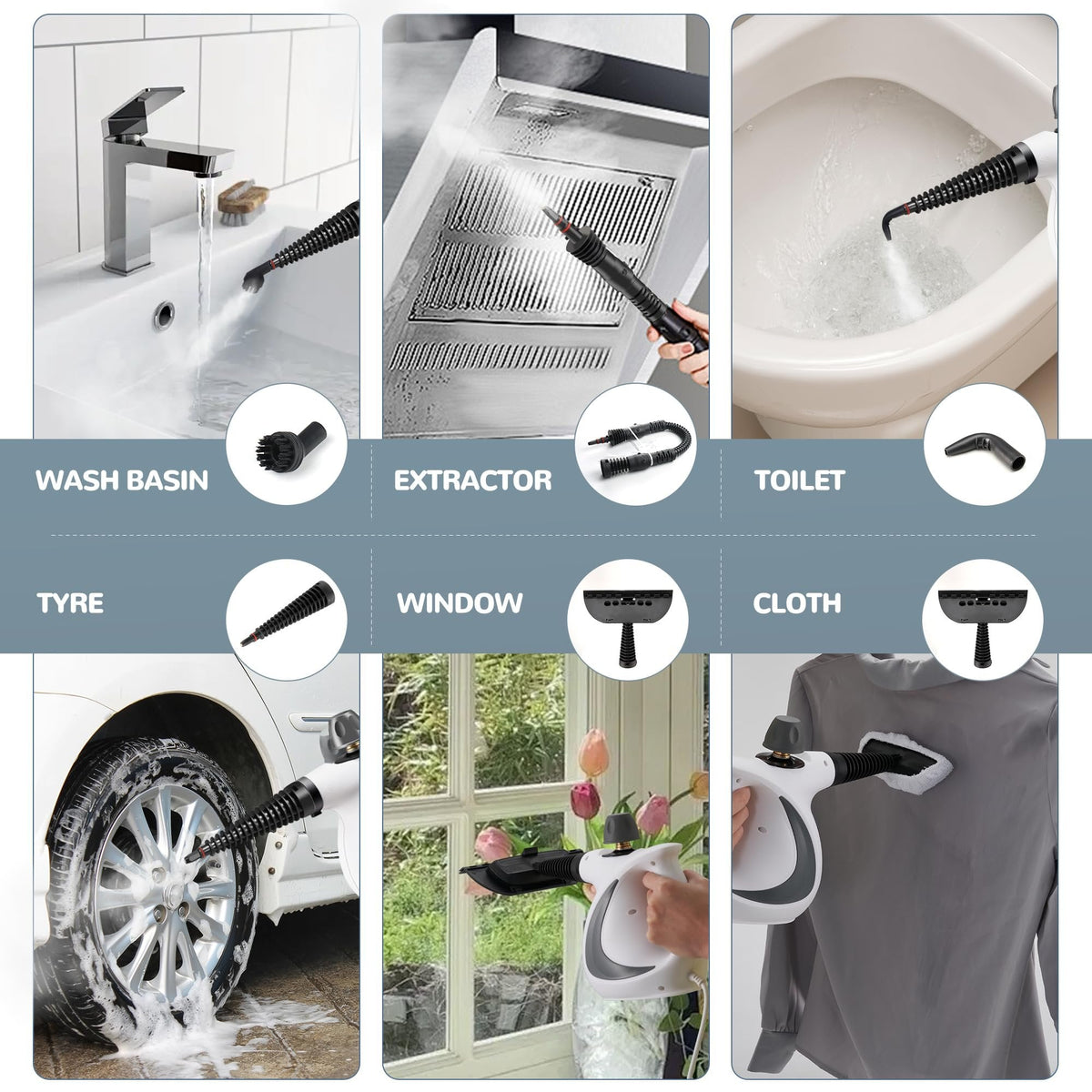 Handheld Steam Cleaner 🧼 – Pressurized Cleaning Kit with 11 Accessories