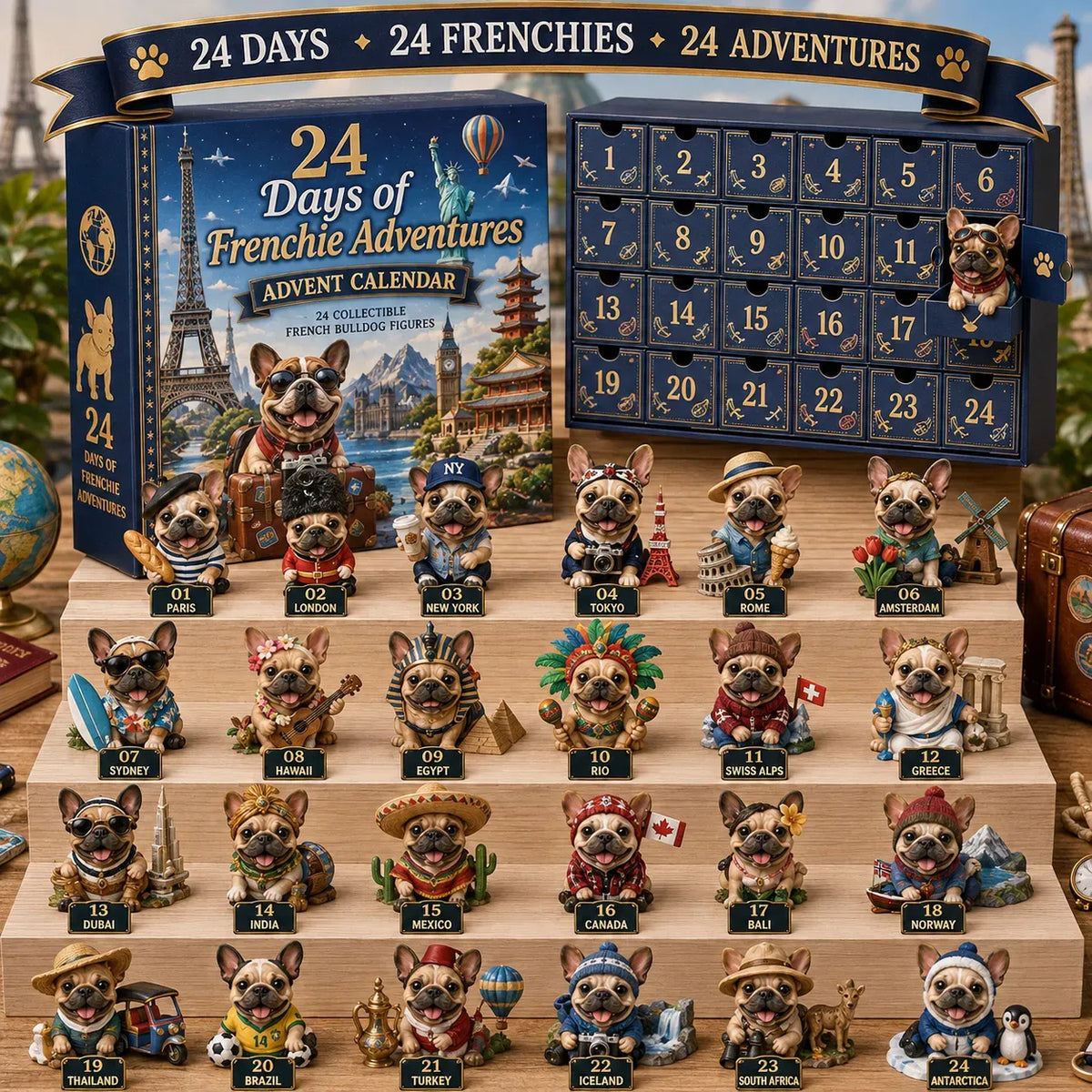 💯 🐶 24-Day French Bulldog Christmas Advent Calendar | 24 Unique Collectible Frenchie Characters with Different Outfits, Personalities & Daily Holiday Surprises 🎄✨