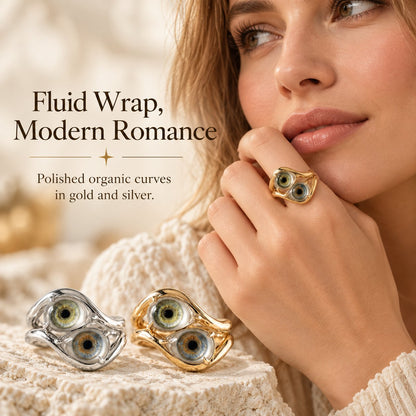 Lifelike Double-Iris Intertwined Couple Ring for Anniversary, Engagement, Wedding & Valentine’s Day Gift