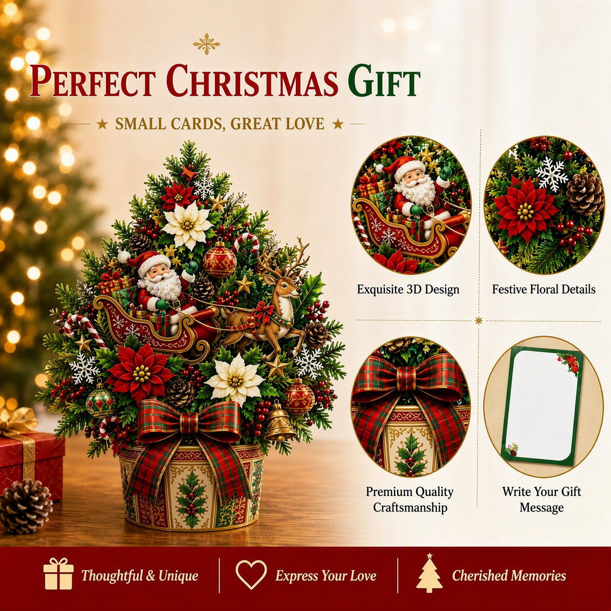 💯🌲 Pop-Up 3D Christmas Tree Card ✨ Turns Into Freestanding Festive Table Decor