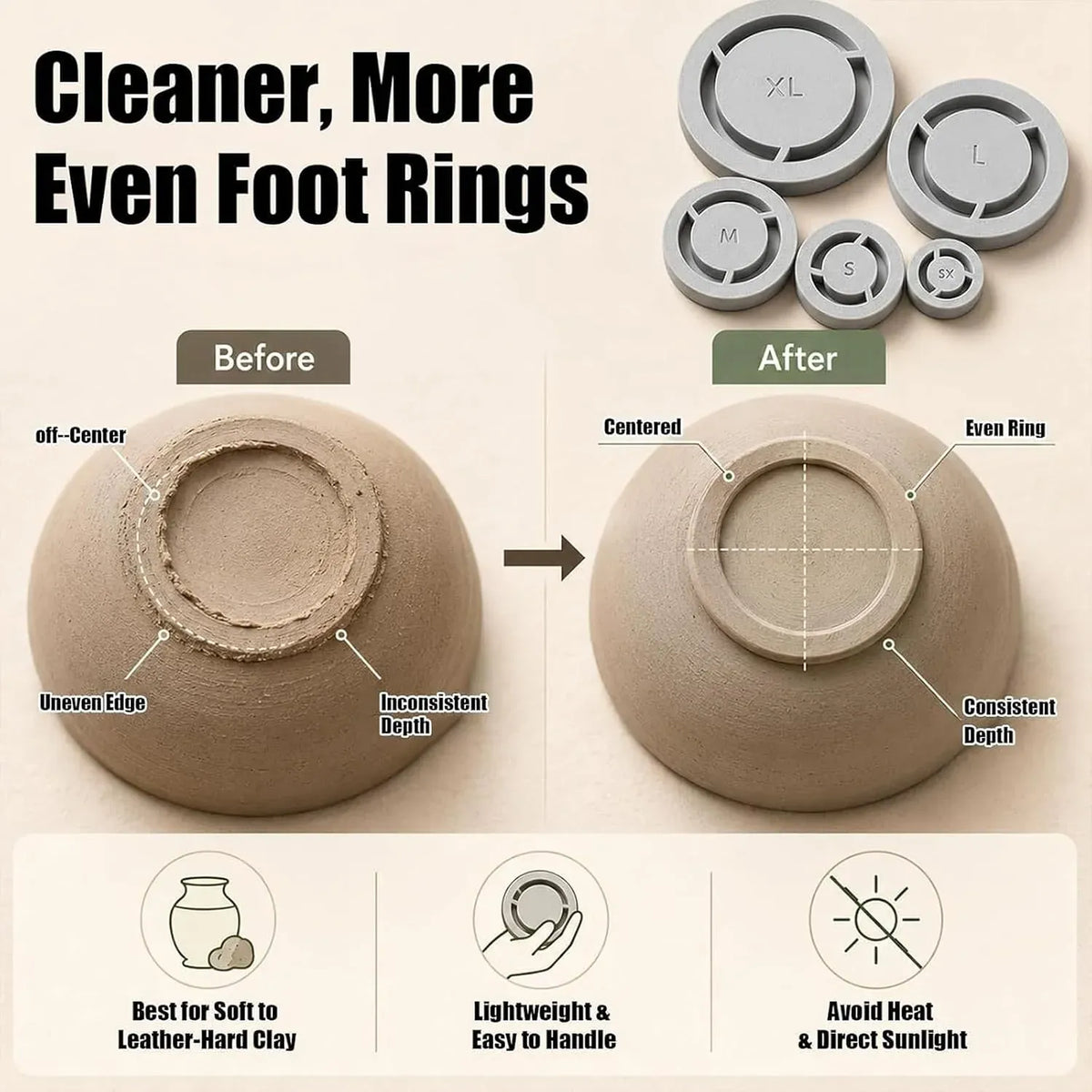 Clay Foot-Ring Trimming Kit 🏺 – 5-Piece Pottery Shaping Tool Set