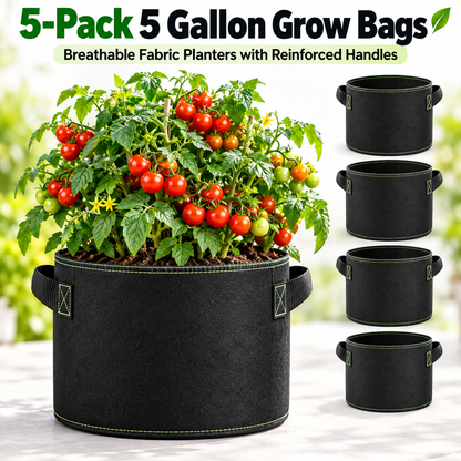 🌱5-Pack 5 Gallon Grow Bags