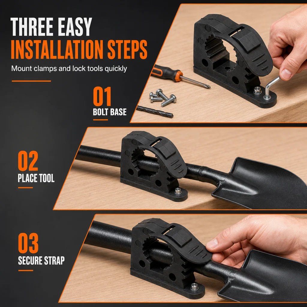🔧🚗 Quick-Mount Tool Clamps – Secure 3–4cm Gear in Vehicles & Indoor Spaces