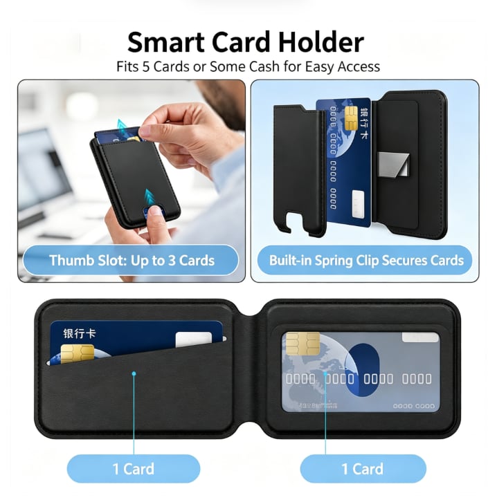 🧲 StayClose Smart Magnetic Card Wallet with Anti-Lost Tracking – Sleek Black