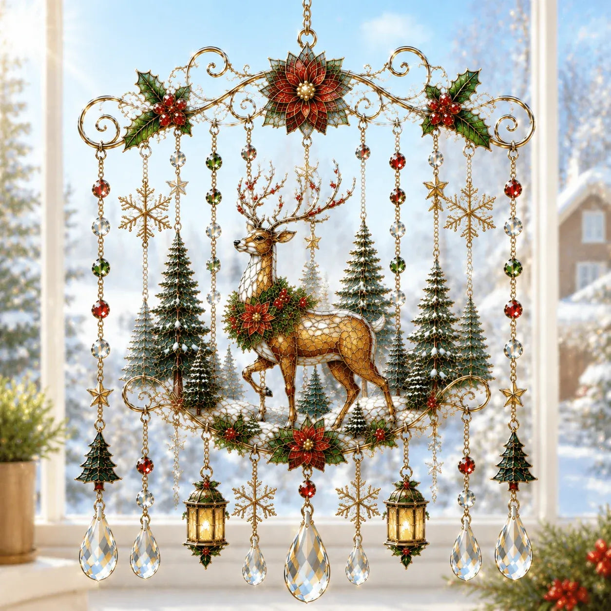 🔥🦌🎄Handmade Christmas Acrylic Window Hanging | ✨Bring Christmas Magic Home