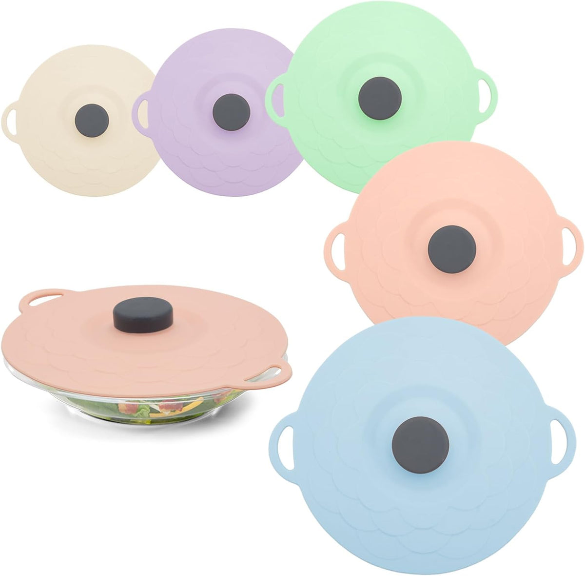 5-Piece Silicone Suction Containers – Non-Slip Design with Lids ✨