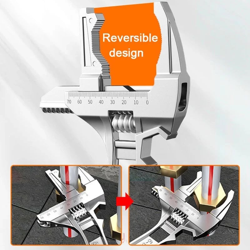 Reversible Plumbing Wrench 🔧 – Wide 6–68mm Jaw for Tight Sink Spaces