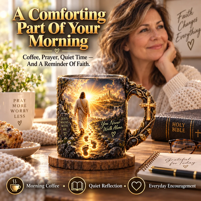 🔥 Last Day 49% OFF 🔥 ✝️ Jesus Walks With Me™ — Heat-Reveal Faith Mug | You Are Never Alone