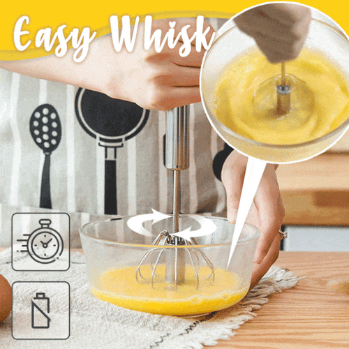 🥄 Semi-Automatic Stainless Steel Whisk – Easy Push-Down Mixing Tool