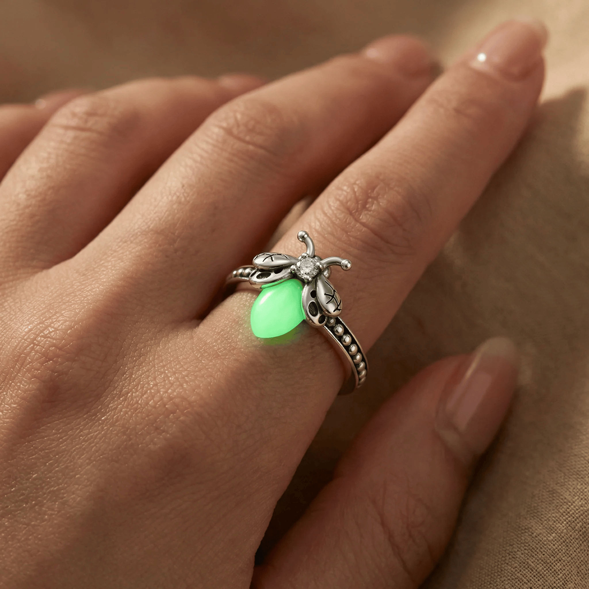 💍Firefly Glow Ring S925 Silver ✨ – Luminous Nature-Inspired Zircon Ring for Women | Cute Night Glow Jewelry Gift for Her