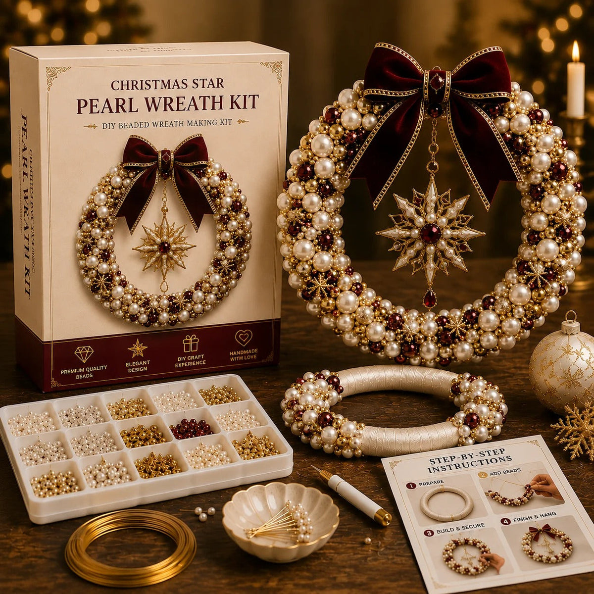 🎄✨ Plymagic DIY Christmas Wreath Pearl Art Kit🎁