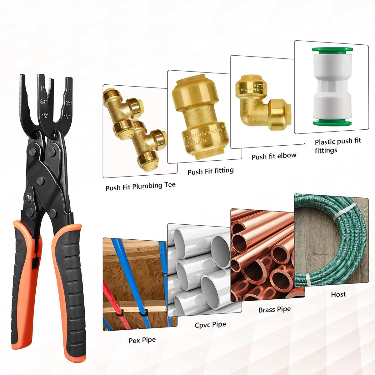 🔧 Push Fit Disconnect Tong Tool-1/2' • 3/4' • 1' Multi-Size Plumbing Disconnect Pliers