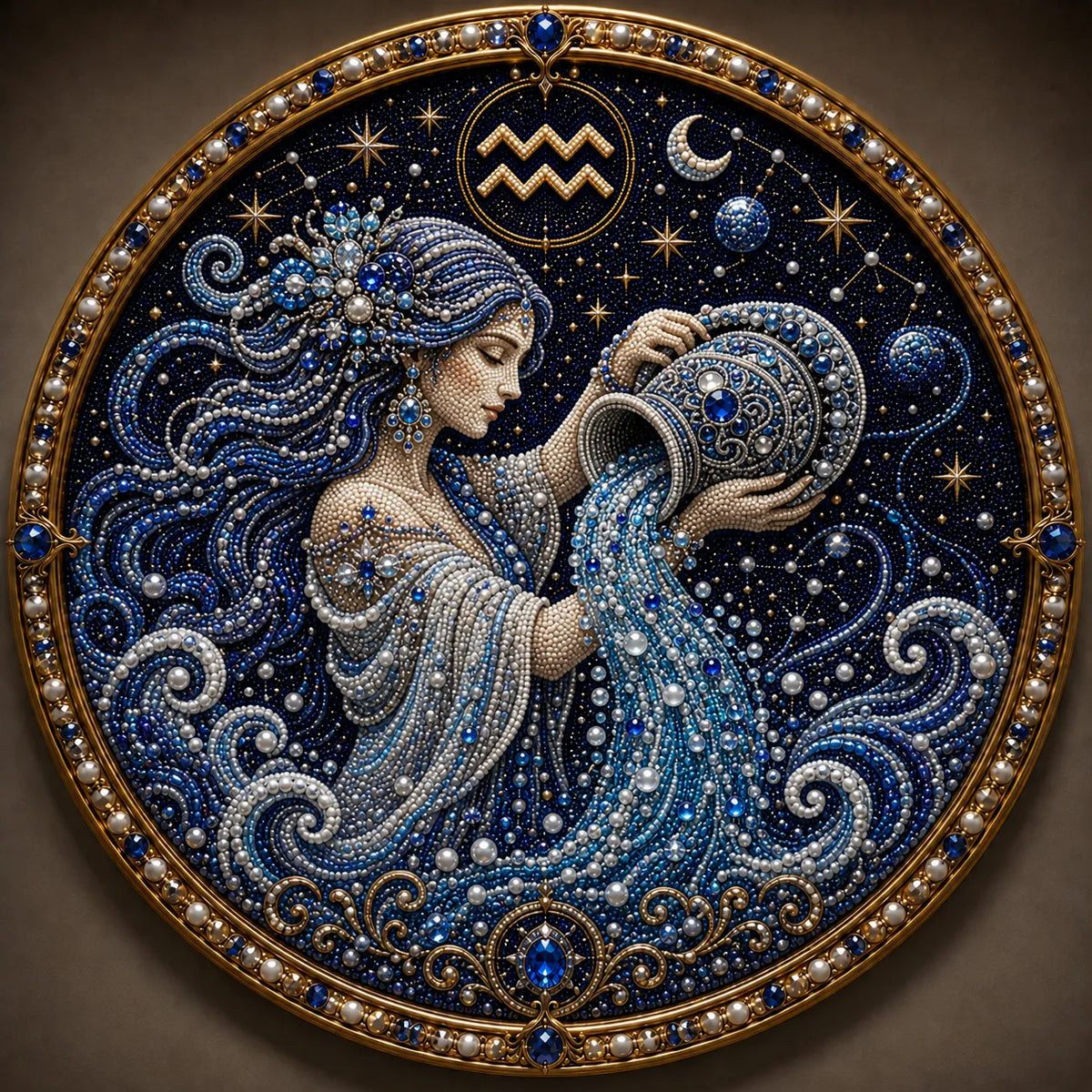 🔥49% OFF – ✨ Premium 3D Pearl 12 Zodiac Signs Art Kit | Luxury Flocked Canvas with Scratch-Resistant Non-Fading Pearl Beads DIY Handmade Astrology Decor ♈🌙💎