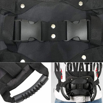 🌟✨ Motorcycle Passenger Safety Belt with Grab Handle, Adjustable Rear Seat Grip Strap, PP Board Reinforced Breathable Mesh, Universal Fit for Motorbike Scooter E-bike ATV Riding