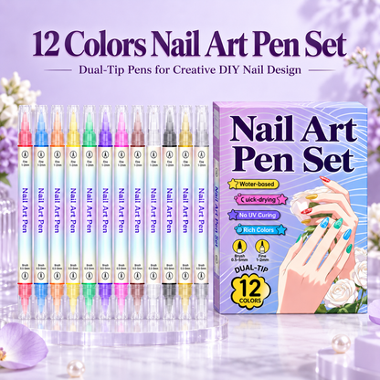 💅 12/24 Color Nail Art Pen Set – Dual-Tip Drawing & Dotting Markers