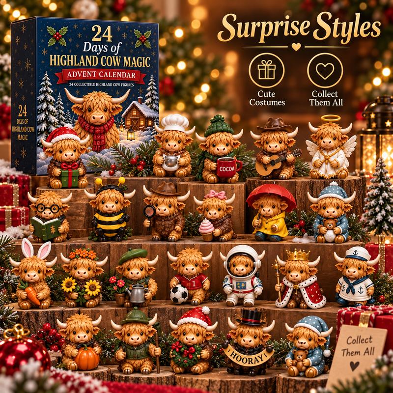 🐮 Highland Cow Christmas Countdown Calendar – 24 Days of Cozy Farmhouse Surprises 🎄✨