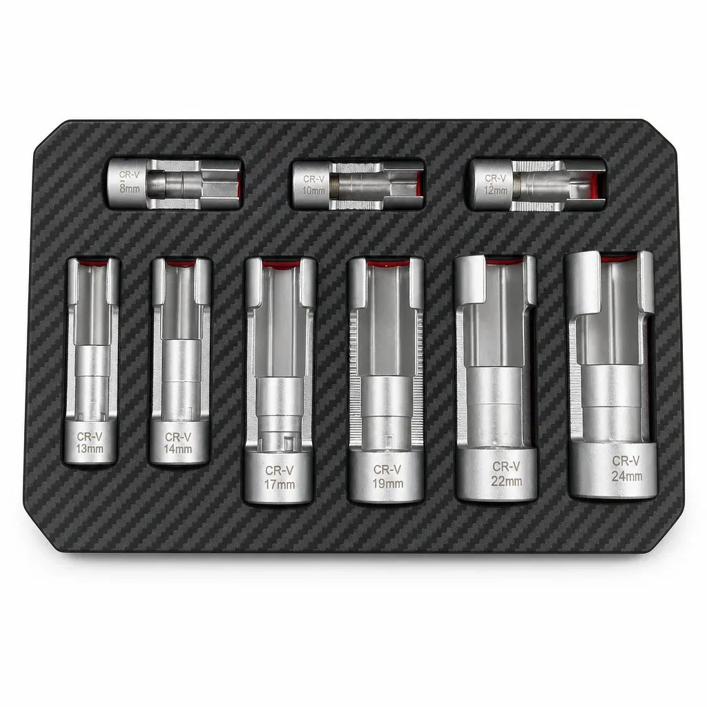9-Piece Slotted Flare Nut Socket Set 🔩 – 10–22mm with Case