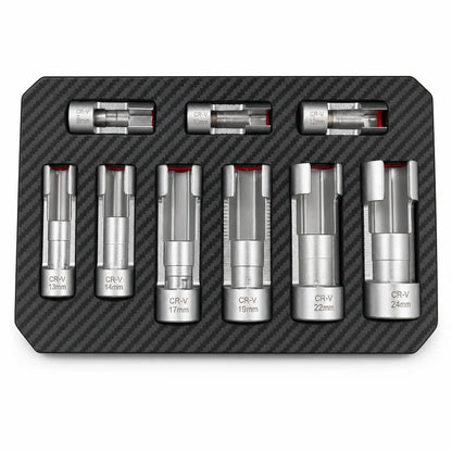 9-Piece Slotted Flare Nut Socket Set 🔩 – 10–22mm with Case