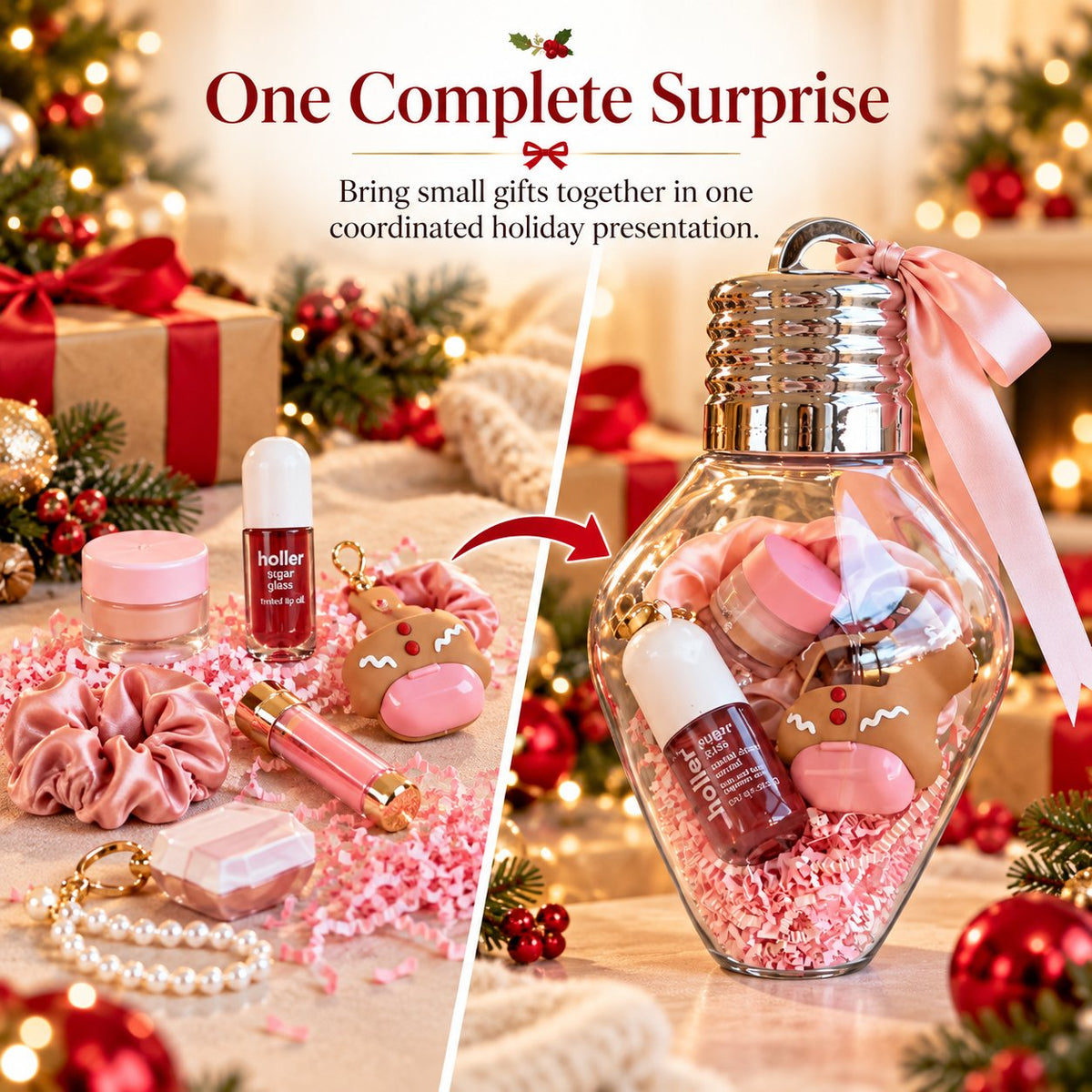 DIY Christmas Bulb Ornament Gift Jar