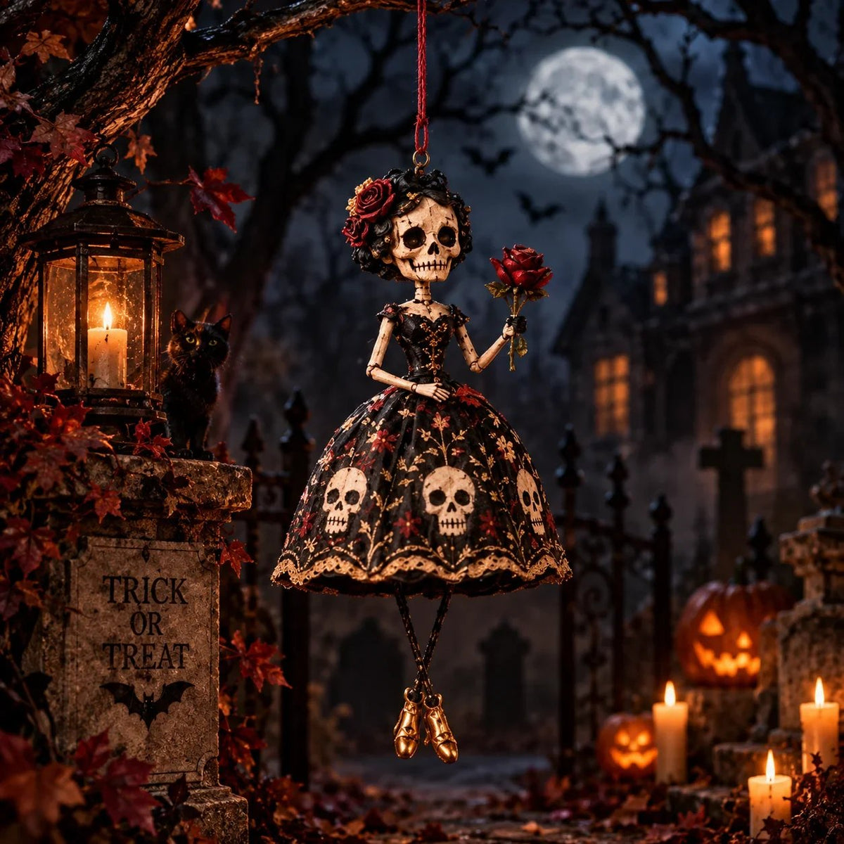 🎃 Midnight Ladies – Gothic Halloween Hanging Decor, Dark Spooky Wall Ornament