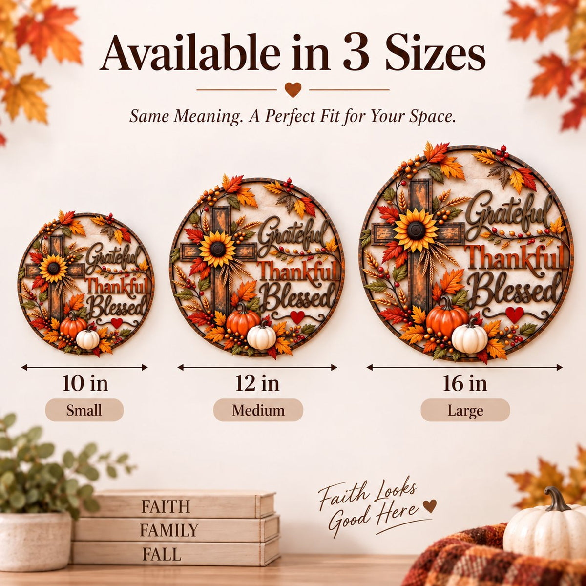 🍂 Grateful • Thankful • Blessed™ Fall Faith Wall Decor ✝️🌻