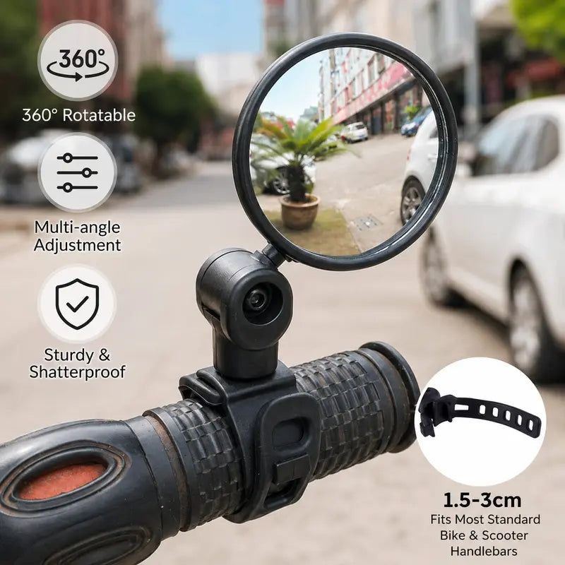 Adjustable Bike Rearview Mirror Set 🚲 – 2-Piece Convex Mirrors for Better Rear Visibility