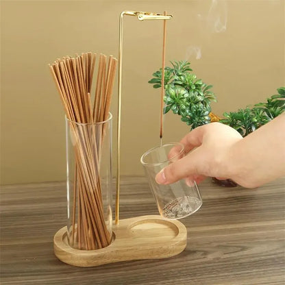 🕯️ 2-in-1 Incense & Candle Holder – Dark Brown Base
